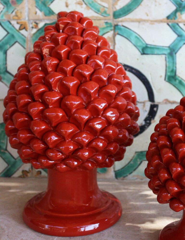 Sicilian Ceramic Pine Cone Color Red 30cm Maremoro