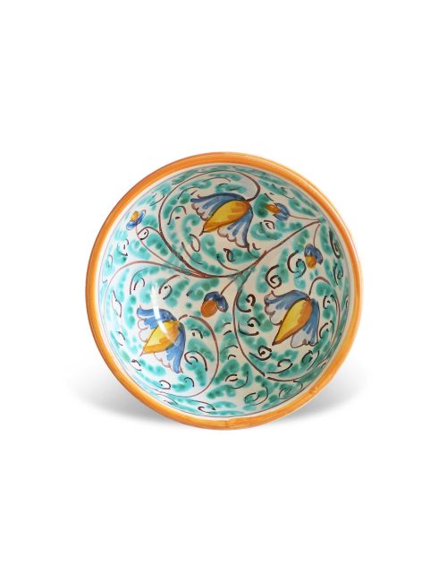 SET 6 TAZZE CON PIATTINO CERAMICA DECORATA CALTAGIRONE - NOTO