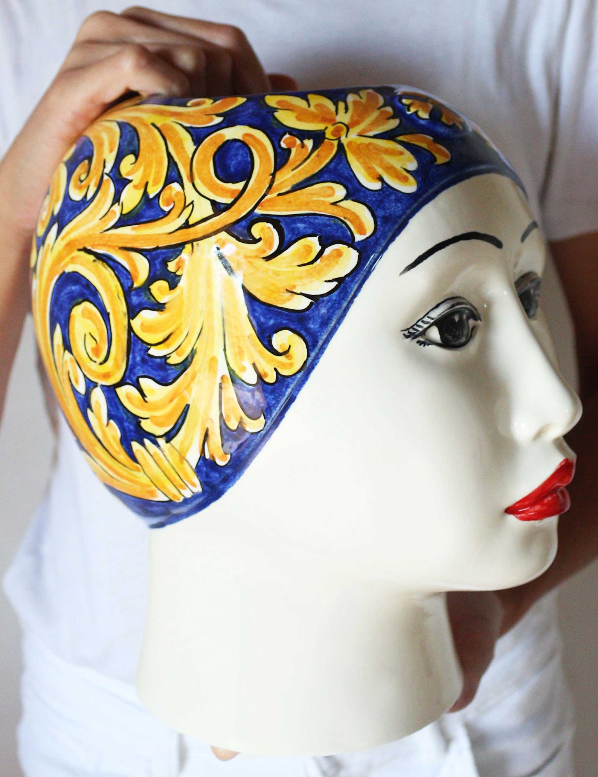Cummare Donna Grazia  Decorated Sicilian ceramic Moor's head